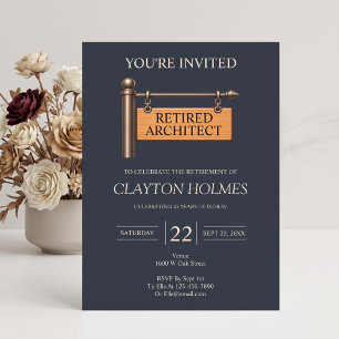 Retired Wooden Hanging Sign Retirement Party Invitation