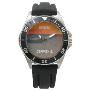 Retired! Wrist Watch Fishing Boat, Black Strap