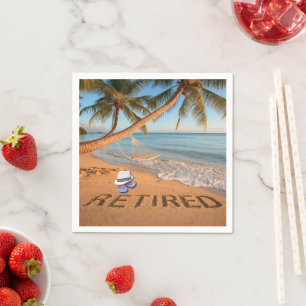 Retired Written in Sand Tropical Florida Beach Napkin
