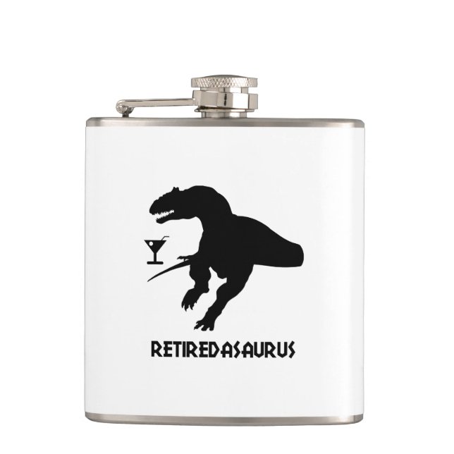 Retiredasaurus Hip Flask (Front)