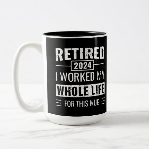 Retirement 2024 Funny Gifts Officially Retired Two-Tone Coffee Mug