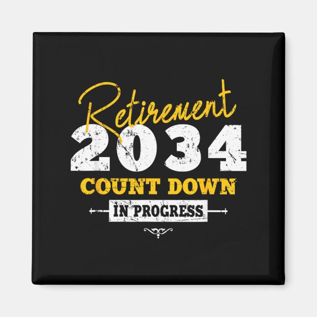 Retirement 2034 Count Down Heart Funny Retiring Magnet (Front)