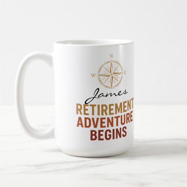 Retirement adventure begins, retired coffee mug (Left)