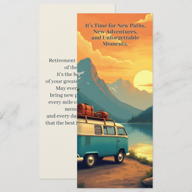Retirement Adventure Camper Mountain Sunset Scene (Front/Back)