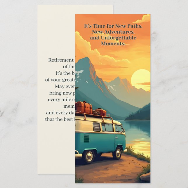 Retirement Adventure Camper Mountain Sunset Scene (Front/Back)
