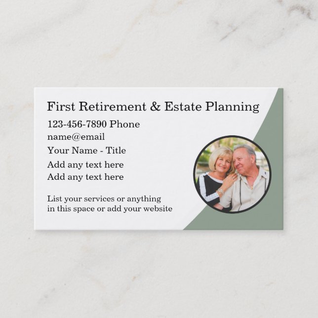 Retirement And Estate Planning Businesscards Business Card (Front)