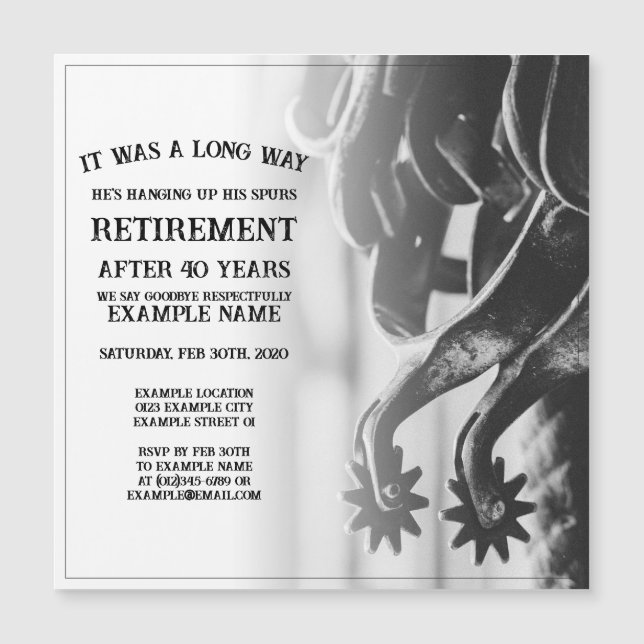 Retirement announcement with old spurs (Front)