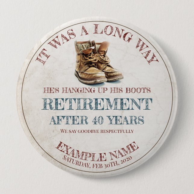 Retirement announcement with old spurs 10 cm round badge (Front)