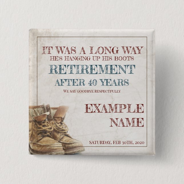 Retirement announcement with old spurs 15 cm square badge (Front)