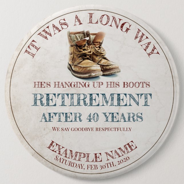 Retirement announcement with old spurs 6 cm round badge (Front)