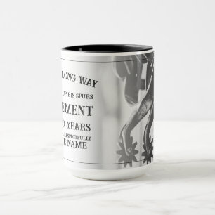 Retirement announcement with old spurs mug