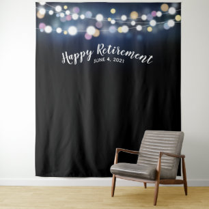 Retirement backdrop, photo prop, custom lights tapestry