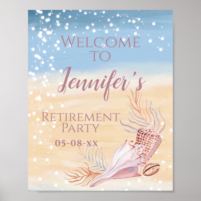 Retirement Beach Coastal Party Welcome  Poster (Front)