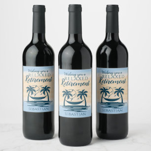 Retirement Beach Hammock  Wine Label