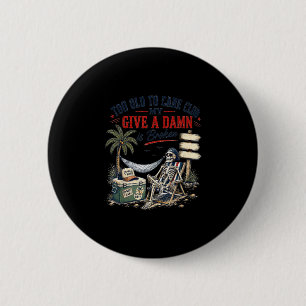 Retirement beach life funny skeleton tropical 6 cm round badge