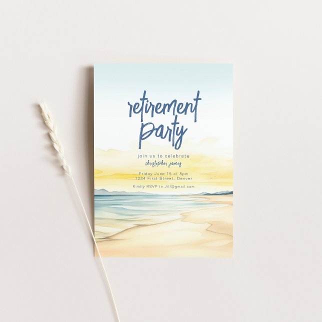 Retirement Beach Theme Invitation Template (Creator Uploaded)