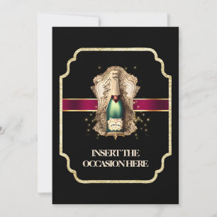 Retirement black tie birthday sparkling wine invitation