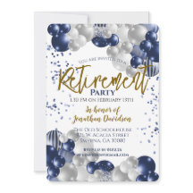 Retirement Blue Silver Gold Balloon
