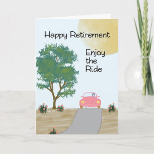 Retirement Card "Enjoy the Ride" Pink Car