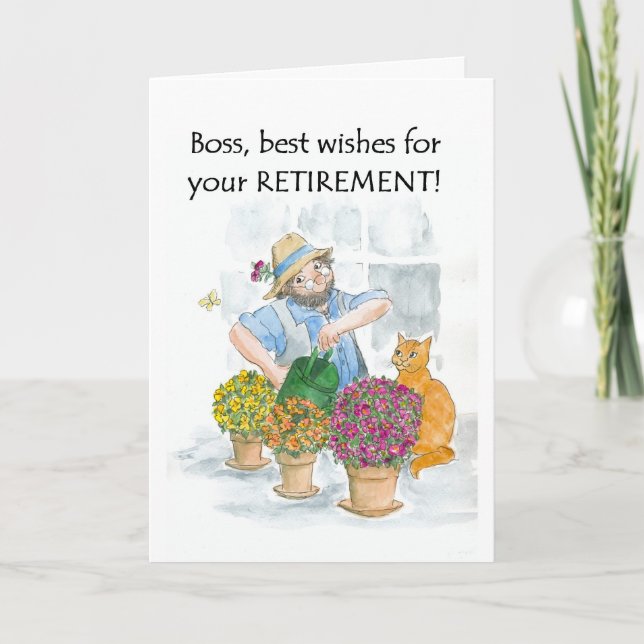 Retirement Card for a Boss - Gardener (Front)