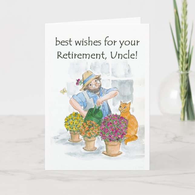 Retirement Card for an Uncle - Gardener (Front)