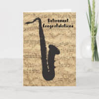 Retirement Card for Musician Notes and Sax