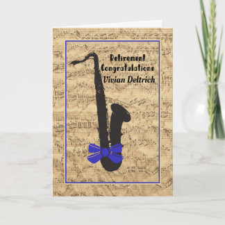 Retirement Card for Musician Notes and Sax