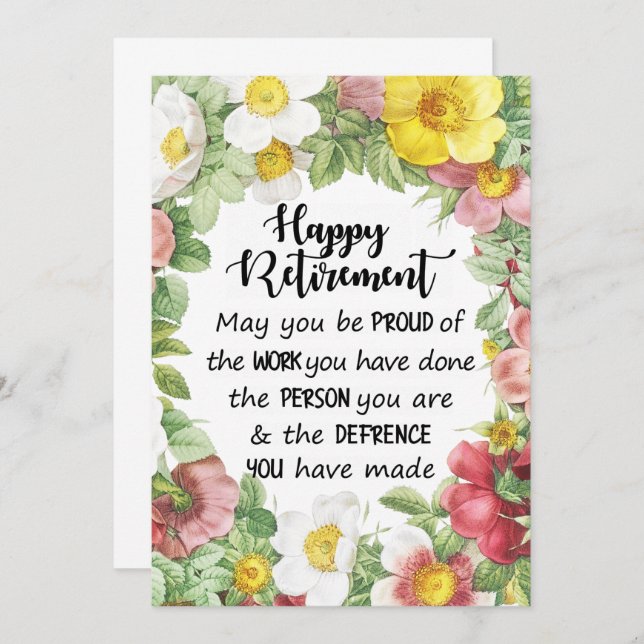 Retirement Card, Leaving Work Card, Card Retraite (Front/Back)