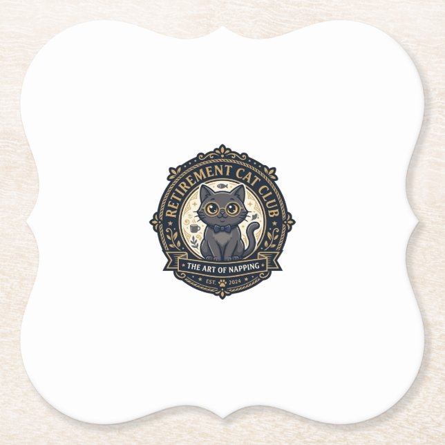 Retirement Cat Cat Dad Gift Idea - Retirement Cat  Paper Coaster (Front)