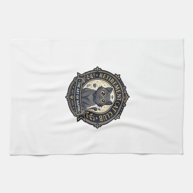 Retirement Cat Cat Dad Gift Idea - Retirement Cat  Tea Towel (Horizontal)