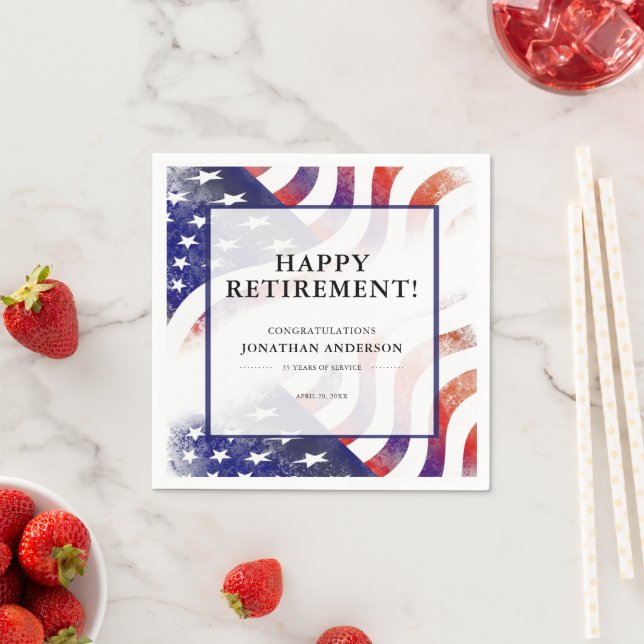 Retirement Celebration American Flag Background  Napkin (Insitu)
