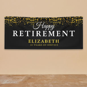 Retirement Celebration Party Gold Glitter Banner