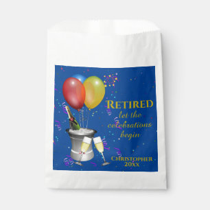 Retirement Celebration Sparkling Wine Blue Favour Bags