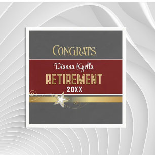 Retirement congrats!  Customised, Classy Napkin