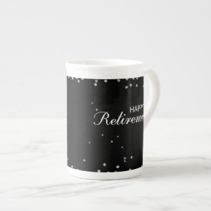 Retirement Congratulations Black with Silver Spark Bone China Mug