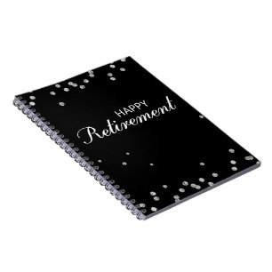 Retirement Congratulations Black with Silver Spark Notebook
