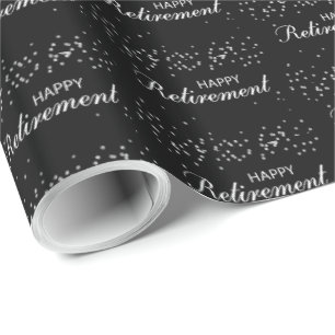 Retirement Congratulations Black with Silver Spark Wrapping Paper