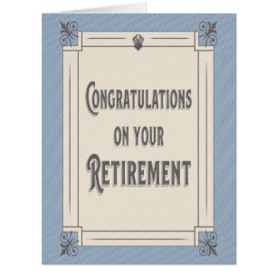 Retirement Congratulations Blue Art Deco