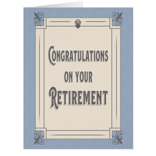 Retirement Congratulations Blue Art Deco (Front)
