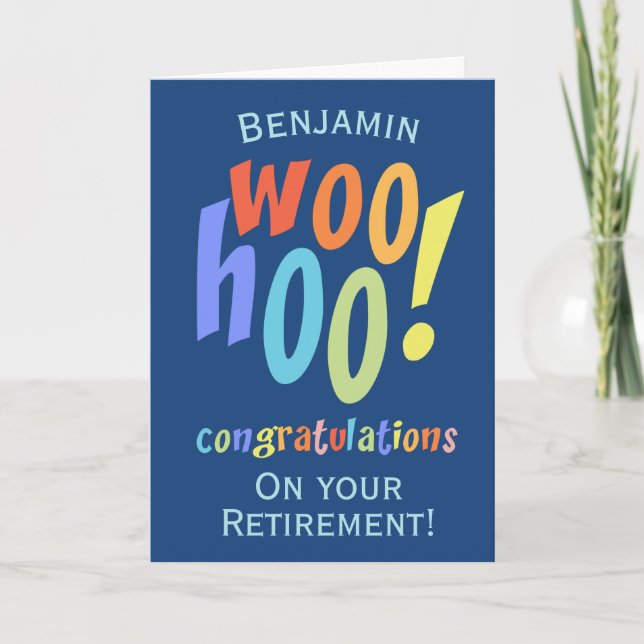 Retirement Congratulations Colourful Typography Card (Front)