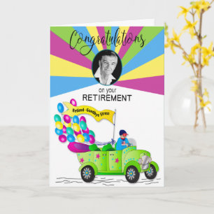 Retirement Congratulations for Him Photo Retro Car Card