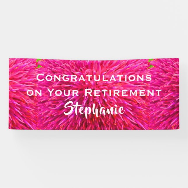 Retirement Congratulations Hot Pink Floral Closeup Banner (Horizontal)