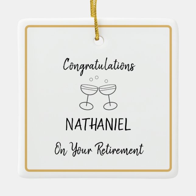 Retirement Congratulations Keepsake Personalised Ceramic Ornament (Front)