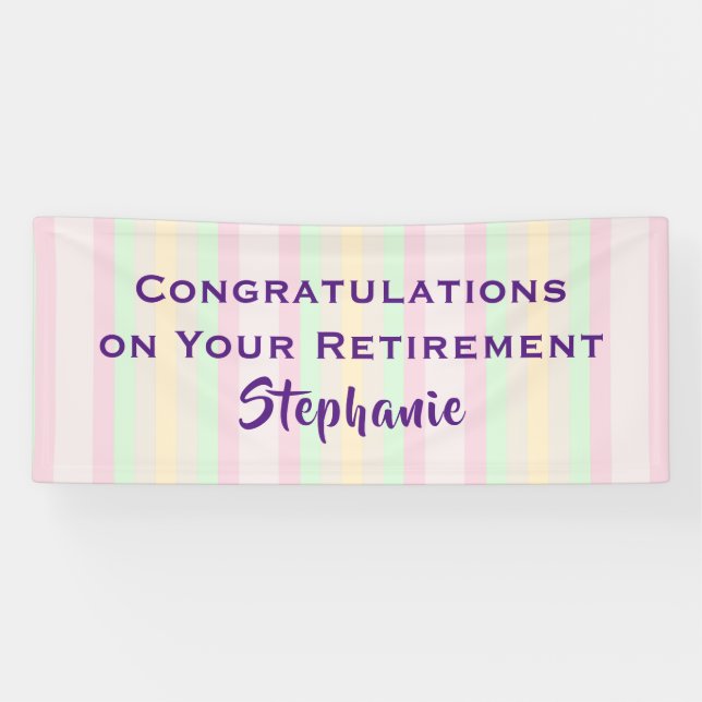 Retirement Congratulations Pastel Stripe Jumbo Banner (Horizontal)