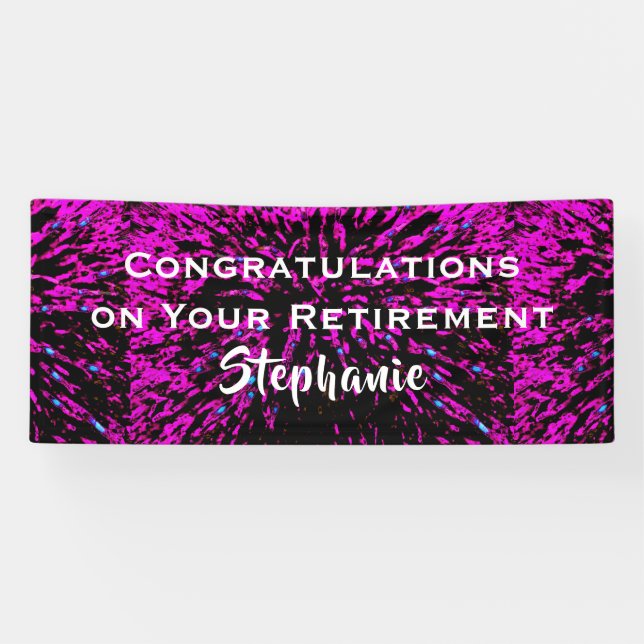 Retirement Congratulations Pink and Black Floral Banner (Horizontal)