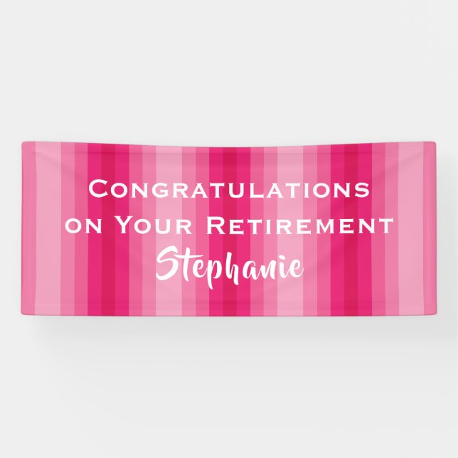 Retirement Congratulations Pink Stripe Jumbo Name Banner (Horizontal)