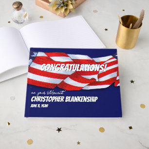 Retirement Congratulations Red White Blue Bunting Guest Book