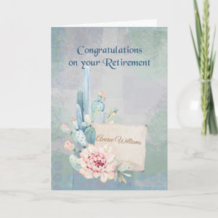 Retirement Congratulations Watercolor Cactus Card