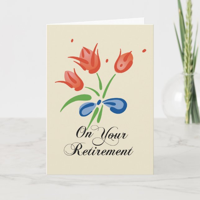 Retirement Congratulations with Red Flowers Card (Front)
