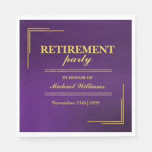 Retirement Corporate Elegant Purple Gold Napkin
